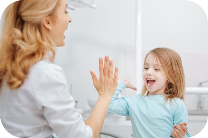 Family at a first pediatric dental visit